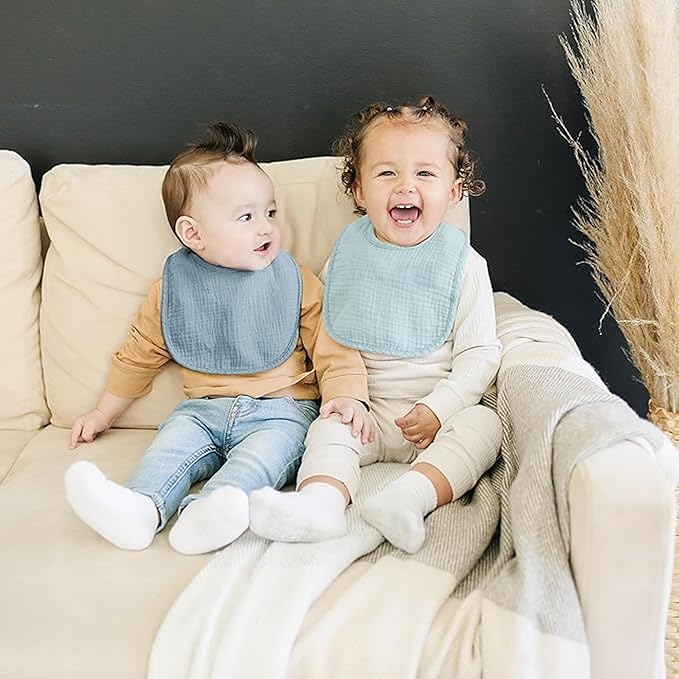 Konssy 6-Pack Muslin Baby Bibs for Boys & Girls, Soft Cotton Absorbent Bandana Drool Bibs for Drooling & Teething