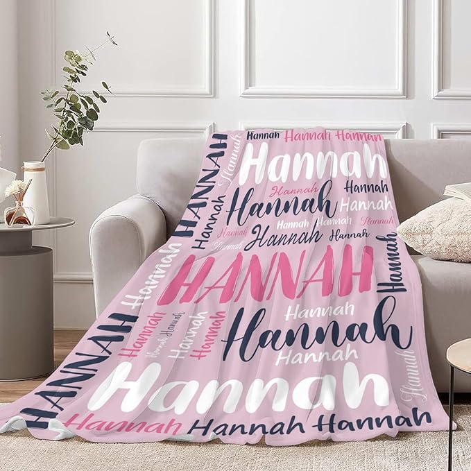 Personalized Custom Baby Blanket with Name for Girls Boys Kids Customized Flannel Blanket for Bed Nursery Room Baby Stroller