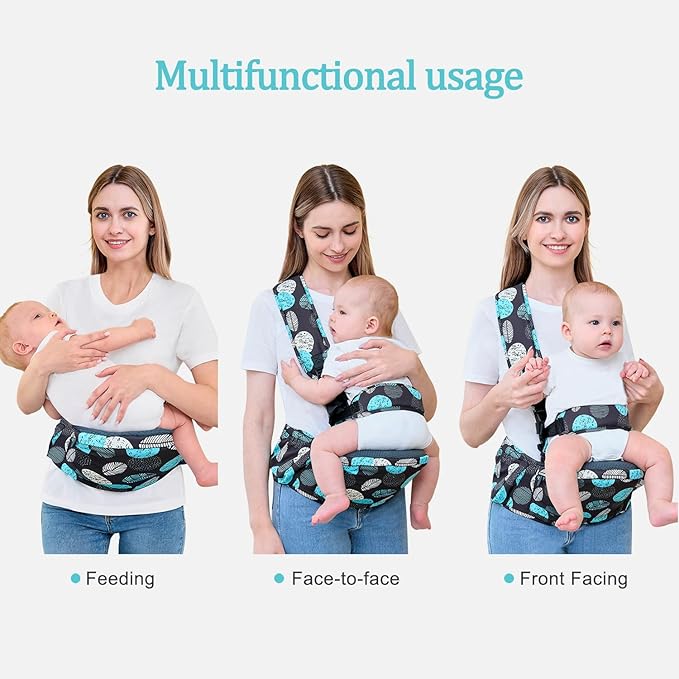 Baby Hip Seat Carrier Baby Waist Stool for Child Infant Toddler with Adjustable Strap Buckle Pocket Soft Inner Huge Storage,Black