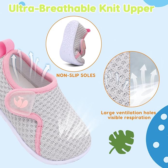 FEETCITY Baby Boys Girls First Walking Shoes Infant Sneakers Crib Shoes Breathable Lightweight Slip On Shoes