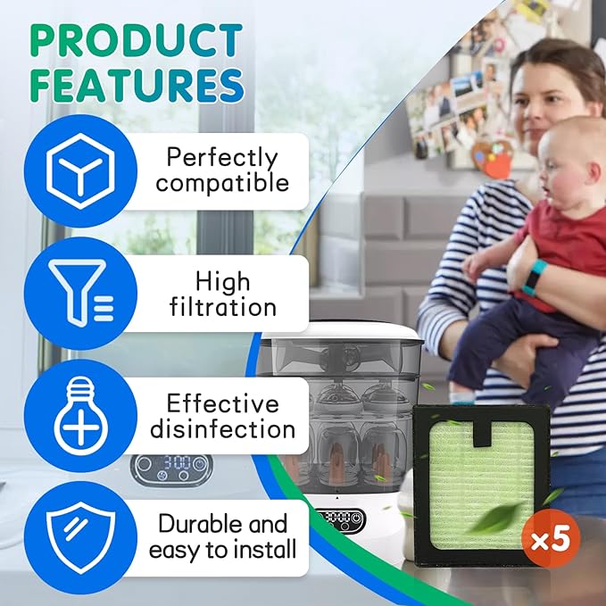 5Pack HEPA Filter Replacement for Baby Brezza Bottle Dryer Advanced
