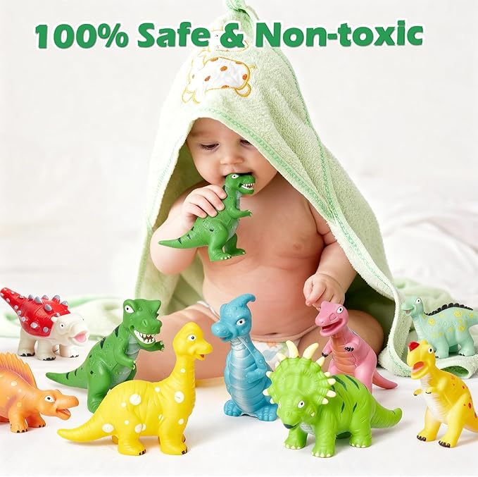 Dinosaur Bath Toys Mold Free: No Hole Bathtub Toys for Baby Toddler Kids