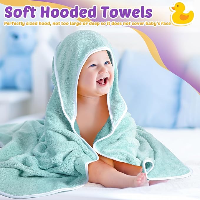 Chumia 6 Pack Baby Bath Towel Coral Fleece Soft Absorbent Newborn Hooded Towel for Kid 30 x 30 Inch Toddler Bath Blanket for Babies Infant Shower Gift(Rich Color)