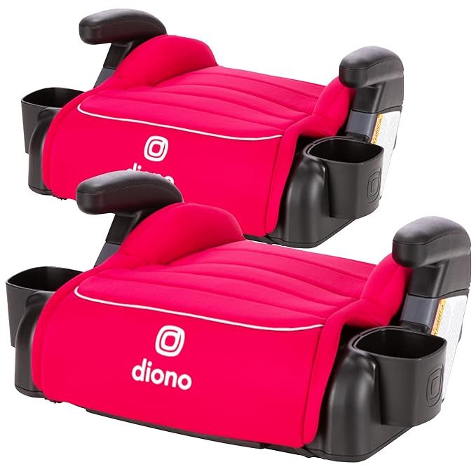 Diono Connect3 R Backless Booster Pack of 2, Slim Fit 3-Across in Many Mid-Sized Sedans and SUVs, for Children from 40-120 lbs., Lightweight with Cupholder, Pink Cotton Candy
