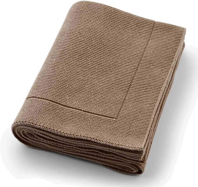 Knitted Organic Cotton Baby Blanket- Swaddle Blanket, 30" x 40" Soft Receiving Blanket for Newborn