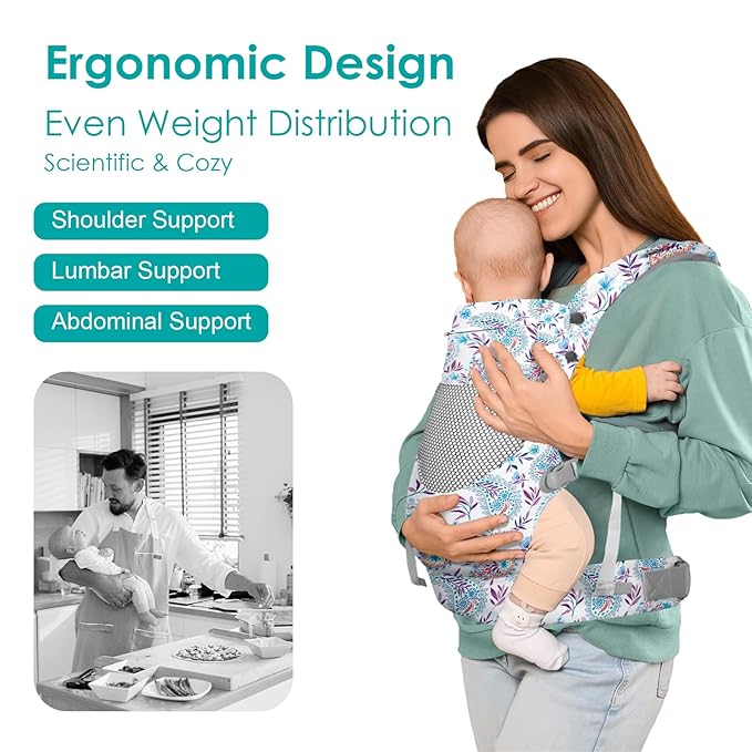 Infant Baby Front Carrier, Toddler Body Carrier, 7-66 Lbs Ergonomic Design, Lumbar Support, Lightweight Baby Chest Carriers (3-36 Months)
