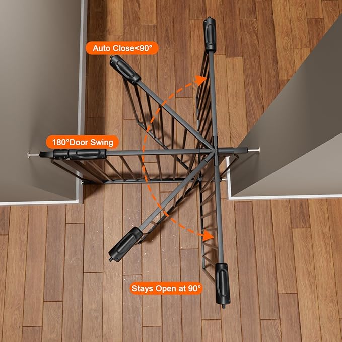 HOOEN Wide Baby Gates for Doorway Stairs 30" Tall 43.5 to 48 Inch Wide Indoor Child Gate for Kid or Pet Dogs Walk Through Pressure Mounted Baby Dog Gate