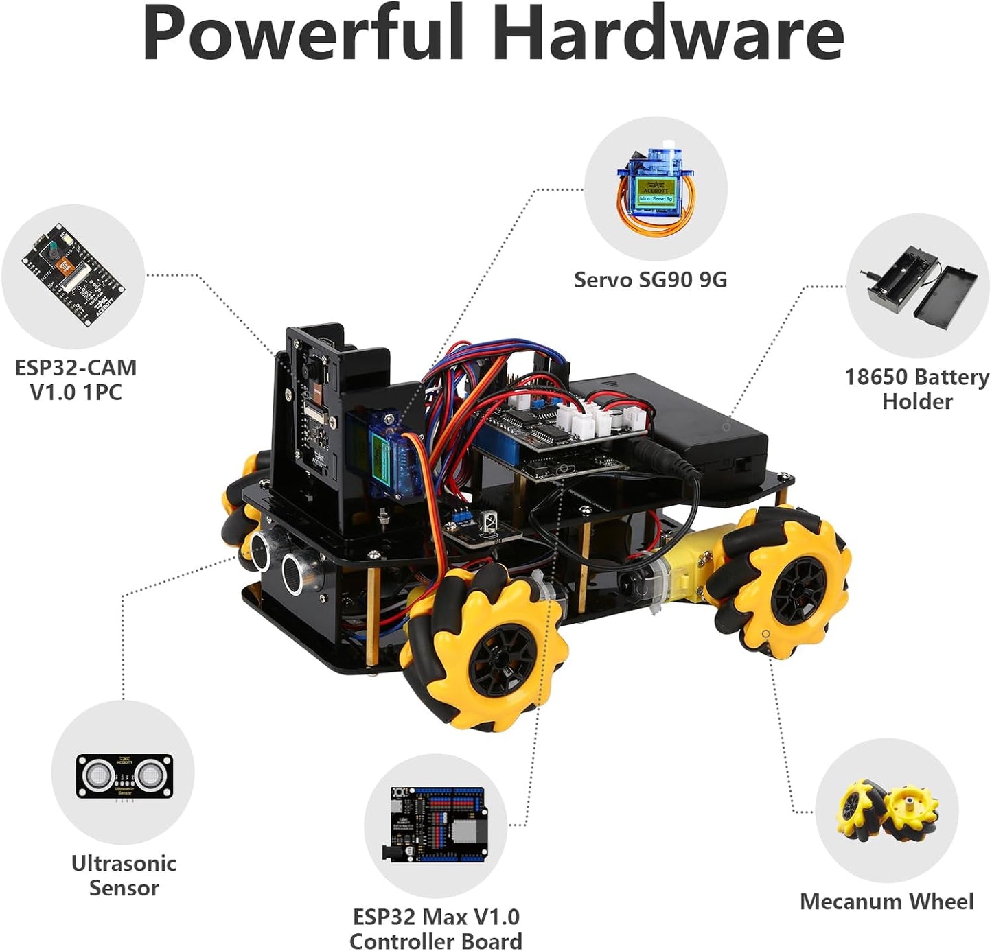 3MP Camera Expansion Pack Smart Car Starter Kit, Robotics Kit for Kids Ages 8-12 12-16, STEM Toys Coding Robot Kit for Teens & Adults(QD002)