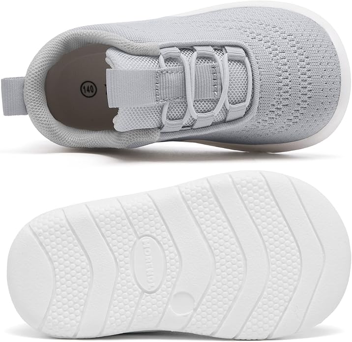 MORENDL Toddler Slip On Sneakers Baby Walking Shoes Non-Slip Breathable Unisex Pink Mesh Lace-Up Athletic Sneakers Infant Running Shoes