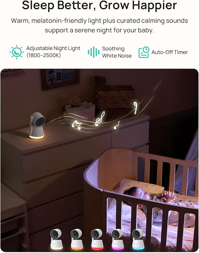 Dr.Care LumiView Smart WiFi Baby Monitor with 2 Cameras - 5" 1080P FHD & 2K Camera App Control, Privacy Mode, 5000mAh Removable Battery, Cry & Motion Alerts, HD Night Vision, Multi-User,1279ft Rang