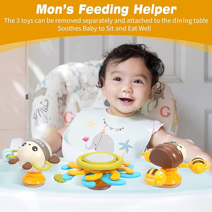 Caterbee Baby Bjorn Bouncer bar Toy, Pram Toy with Activity Travel Arch Bassinet Toys for Toddlers (Blue)