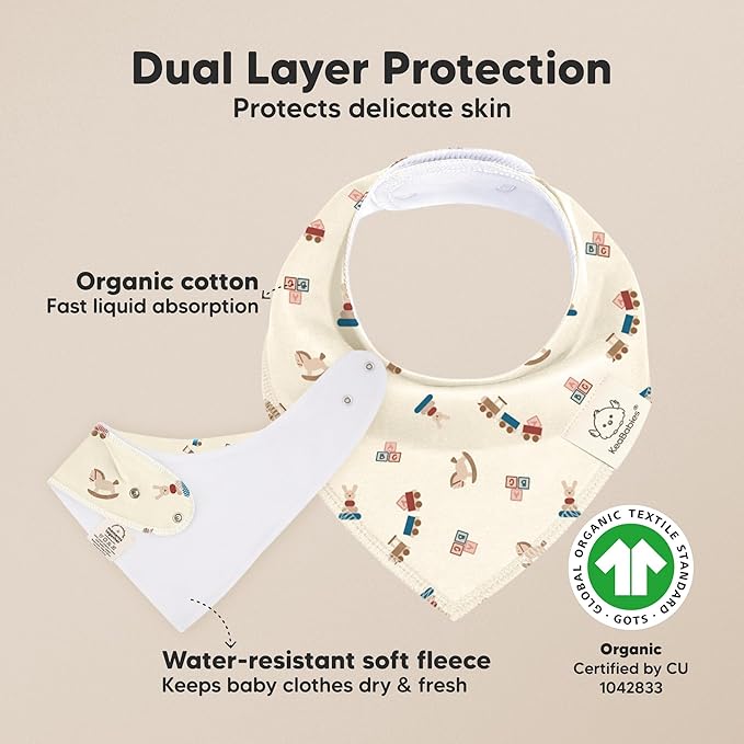 8-Pack Organic Baby Bandana Bibs for Boys, Girls - Super Absorbent Triangle Baby Bibs for Drooling and Teething Infant, 100% Cotton Extra Soft for Newborn, Infant 0-36 Months (Toy Land)