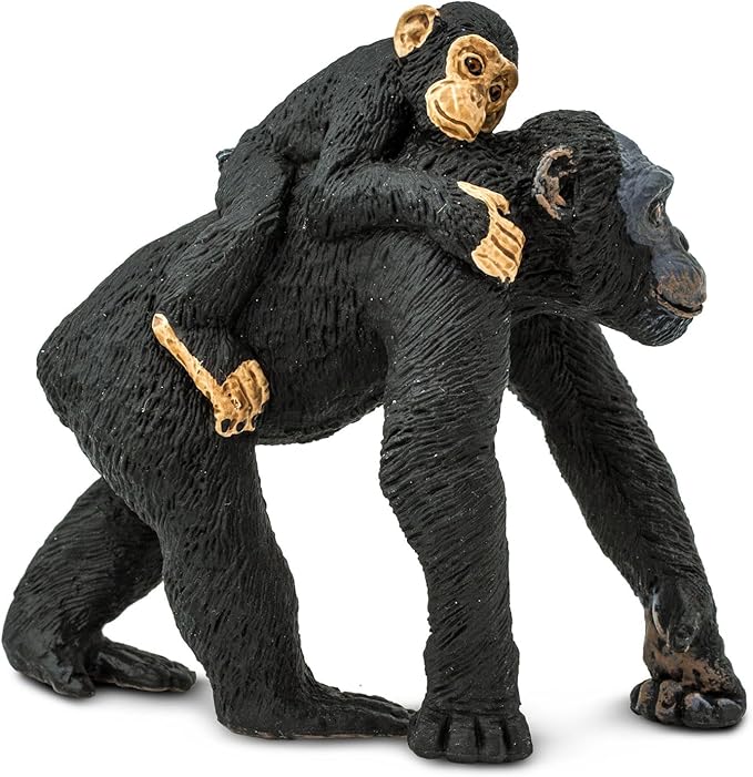 Safari Ltd. Chimpanzee with Baby Figurine - Realistic 3.2" Wildlife Figure - Educational Toy for Boys, Girls, and Kids Ages 3+