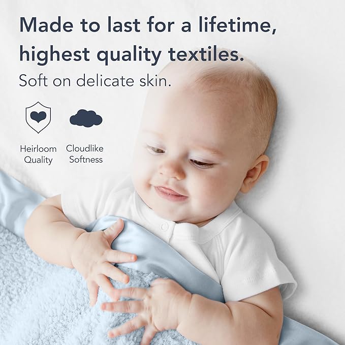 Little Giraffe Chenille Baby Blanket – 29x35” Soft Chenille with Satin Trim, Blue - Ultra-Soft, Gentle & Safe, Lightweight & Breathable - Ideal for Newborns & Toddlers