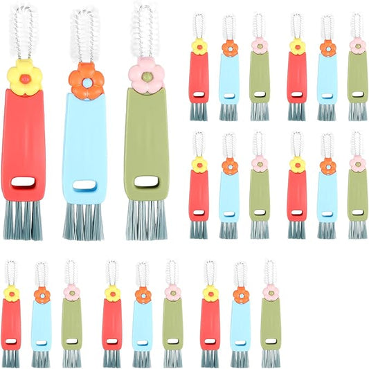 24 Pcs Cup Lid Cleaning Brush Multifunctional Bottle Gap Cleaner Brush 180° Rotatable Cup Lid Gap Cleaning Brush Set Hangable Cup Crevice Cleaner Portable 3 Colors Cup Lid Cleaner for Bottle Cleaning