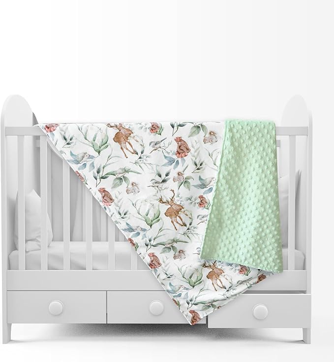 TANOFAR Baby Blankets for Unisex Boys Girls, Ultra Soft Minky Blanket with Double Layer Dotted, Breathable and Lightweight Receiving Blanket for Newborns, 30x40 Inches, Woodland Animal