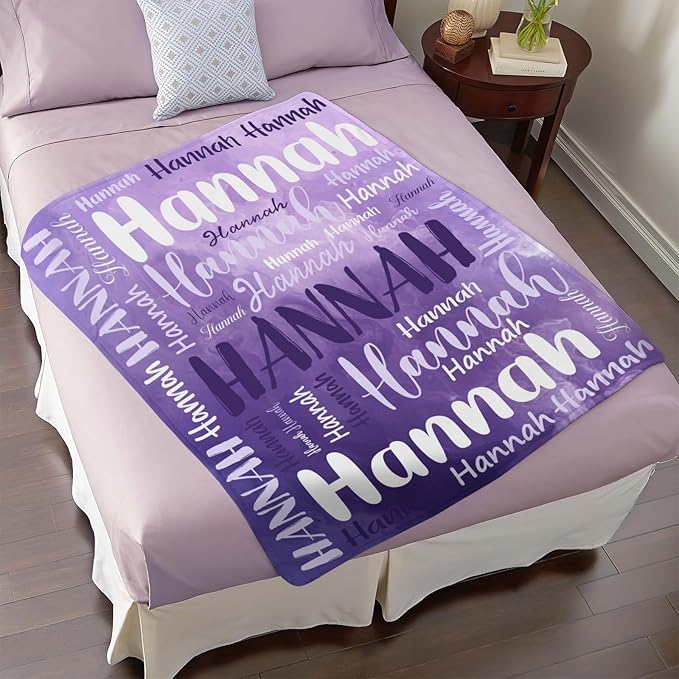 Personalized Custom Baby Blanket with Name for Girls Boys Kids Customized Flannel Blanket for Bed Nursery Room Baby Stroller