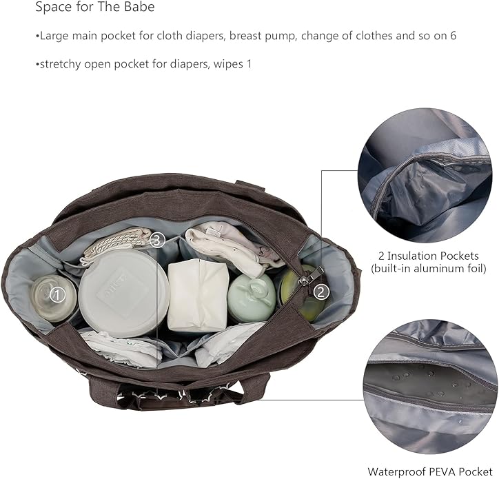 Lmbabter Diaper Bag Tote with Changing Station Upgrade Multi-Function Baby Bag with Adjustable Shoulder Strap