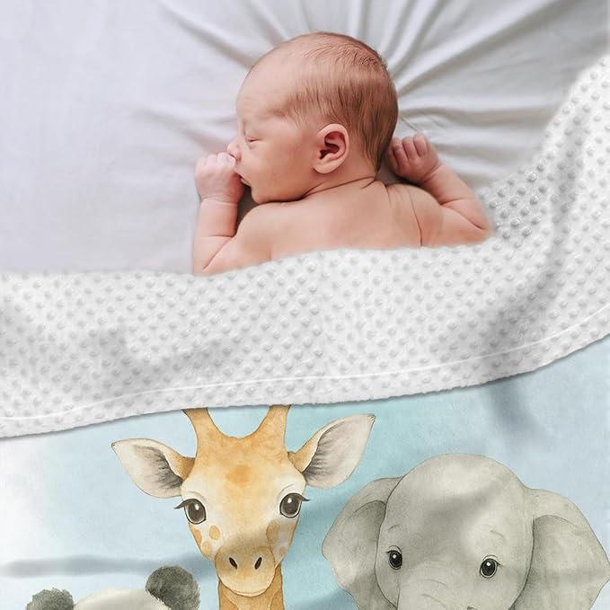 Personalized Baby Blankets for Girls & Boys - Super Soft Easter Blanket with Thick Double-Layer Dotted Backing, Personalized Baby Gifts for Baby Shower from Grandma (Cyan, Customize Now)