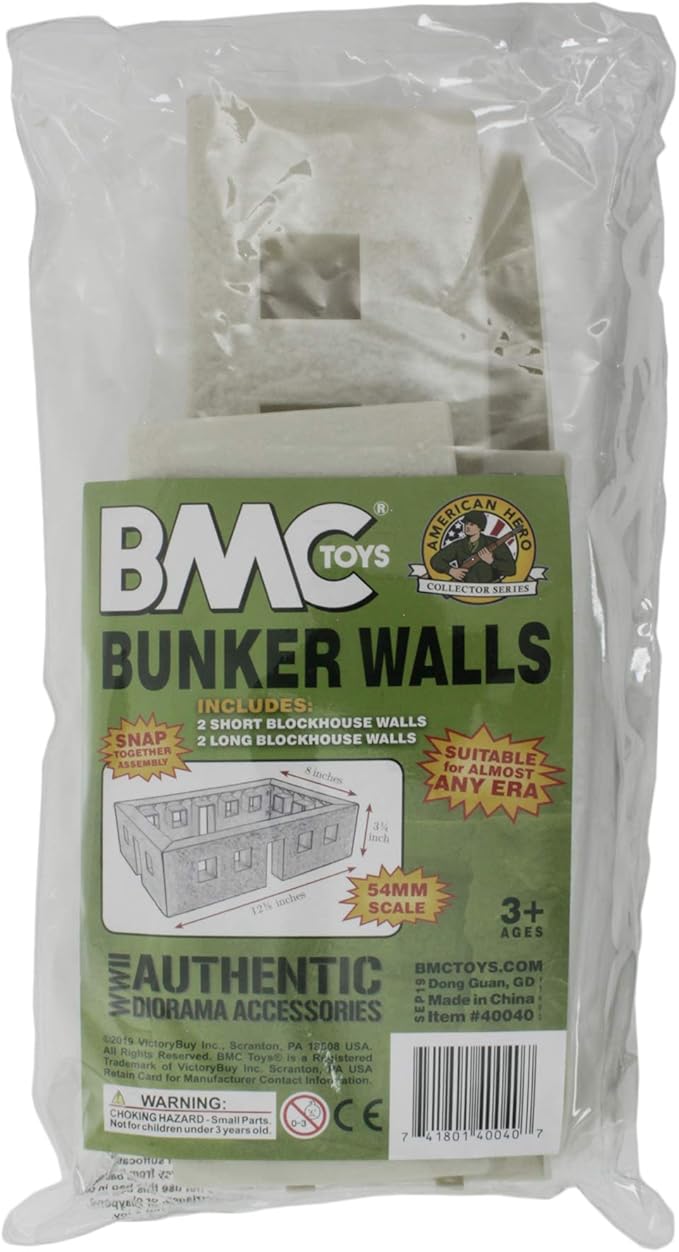 BMC WW2 Bunker Walls - Plastic Army Men Playset Accessory