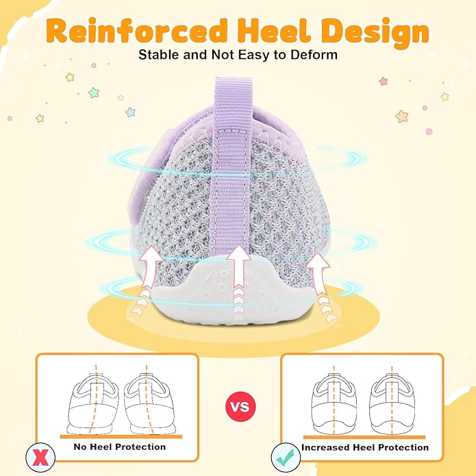 FEETCITY Baby First Walking Shoes Wide Baby Shoes Infant Sneakers Newborn Crib Shoe Barefoot Lightweight Slip On Shoe