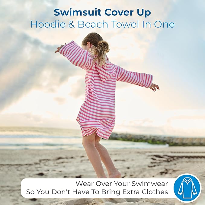 SAMMIMIS Boys & Girls Swim Cover Up - Kids Hooded Beach Towel with Long Sleeves - Pullover Beach Towel, Swim Poncho with Hood