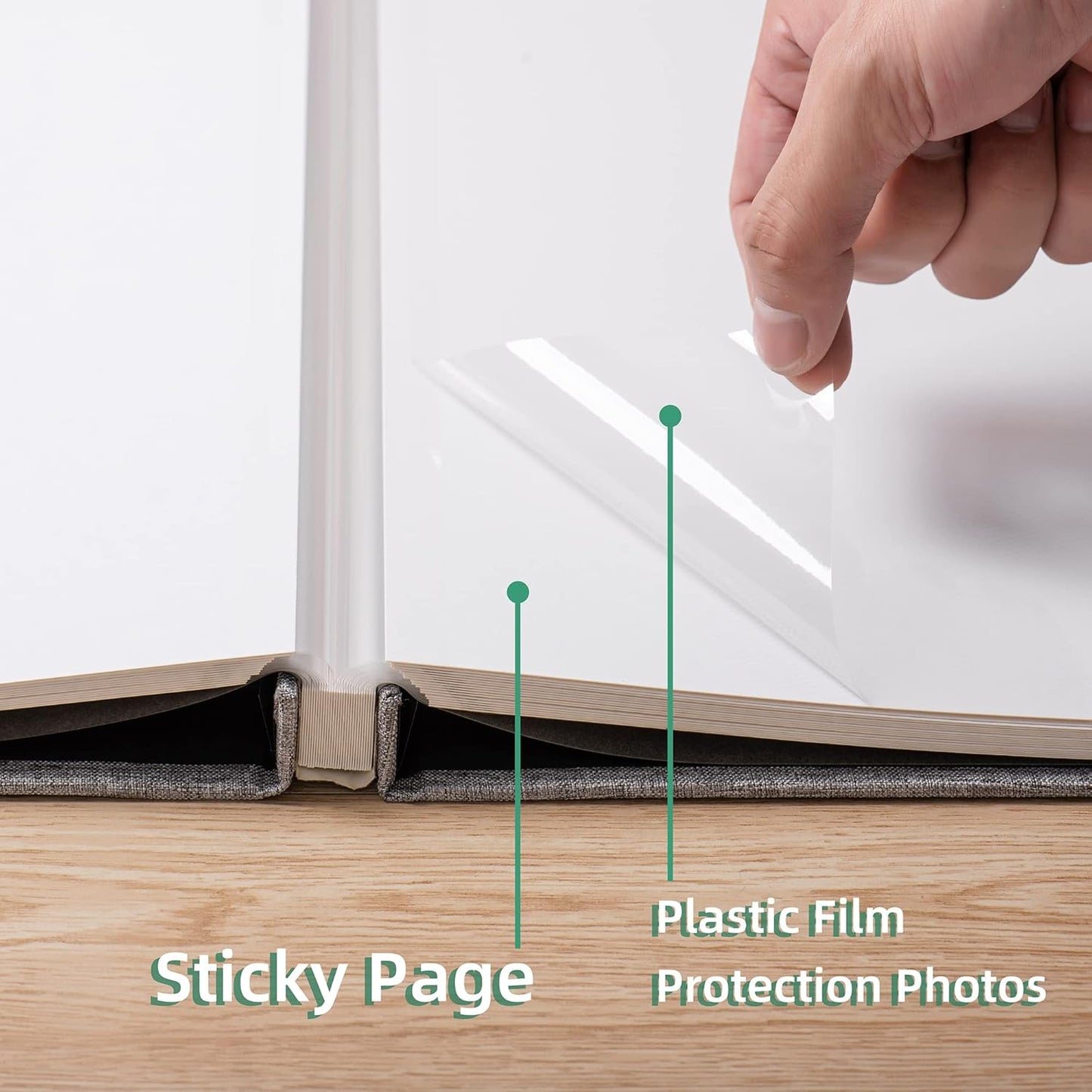 Large Photo Album Self Adhesive Scrapbook Album for 4×6 8×10 Pictures DIY Magnetic Linen Cover Album 40 Pages for Family Wedding Gifts with Metal Pen and Plastic Board