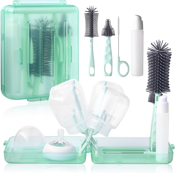Bottle Cleaner Brush Set Travel Bottle Cleaner Kit Portable Bottle Cleaning Kit Cleaner Brush Set Toddler Cleaning Set Baby Travel Essentials for Flying Toddler Airplane Travel Essentials