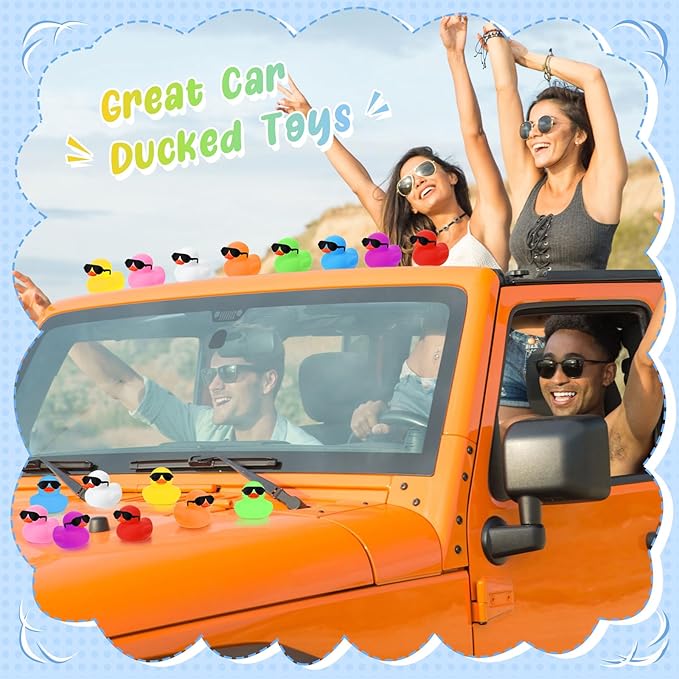 Sosation 36 Packs Mini Rubber Ducks with Sunglasses Sets 2.2 Inch Bath Squeaky Rubber Duckies Cute Float Bathtub Toys for Christmas Birthday Party Favors Class Prizes Car Decor(Multicolored)