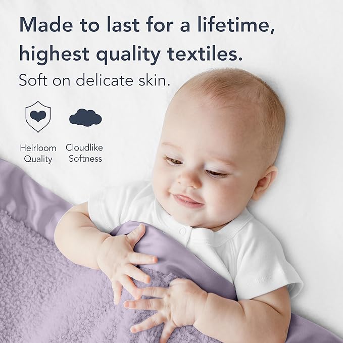Little Giraffe Chenille Baby Blanket – 29x35” Soft Chenille with Satin Trim, Lavender - Ultra-Soft, Gentle & Safe, Lightweight & Breathable - Ideal for Newborns & Toddlers