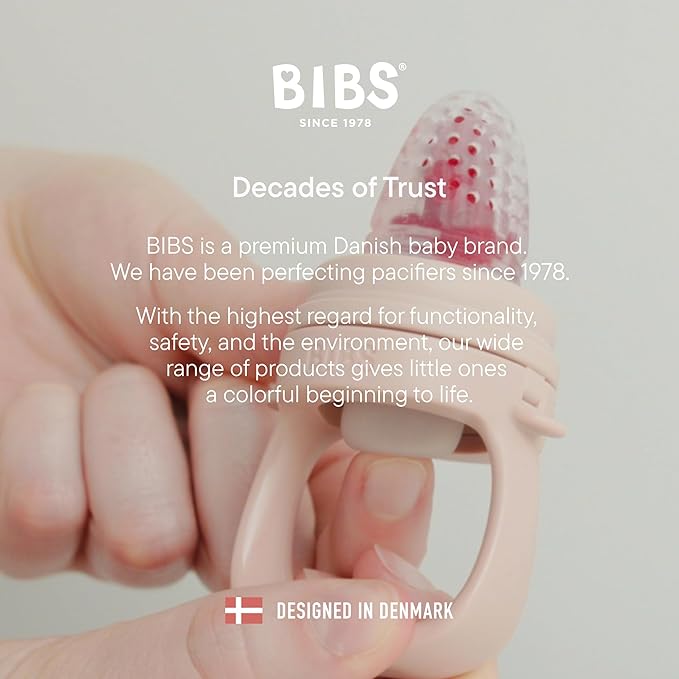 BIBS Baby Feeder with 2 Silicone Nipples, Compatible with Freezer Tray, Easy-Grip, BPA-Free - Ideal for Teething & Self-Feeding, 4+ Months - Ivory