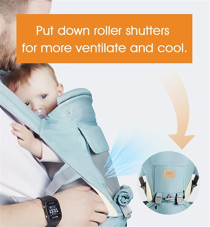 Ergonomic Baby Carrier with Hip Seat, 360° Positions, Soft and Breathable, All Seasons, for Newborns and Toddlers, Hiking Shopping Travelling