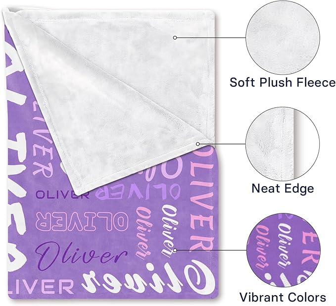 Ship from USA -Personalized Baby Blankets with Name,Customized Name Blankets for Kids,Super Soft Plush Fleece,Custom Baby Blanket for Boys,Girl,Personalized Gifts for Newborn