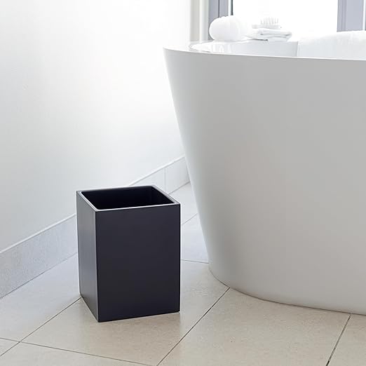 Matte Black Square Small Trash Can, 2 Gallons / 7.5L Garbage Can, Waste Basket for Home, Bathrooms, Office, Under Desk, Bedroom, Laundry Room, Kitchen, Kids Room, and Dorm