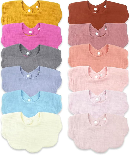 Muslin Baby Bibs for Drooling and Teething Newborn Drool Bibs for Baby Girl Boy