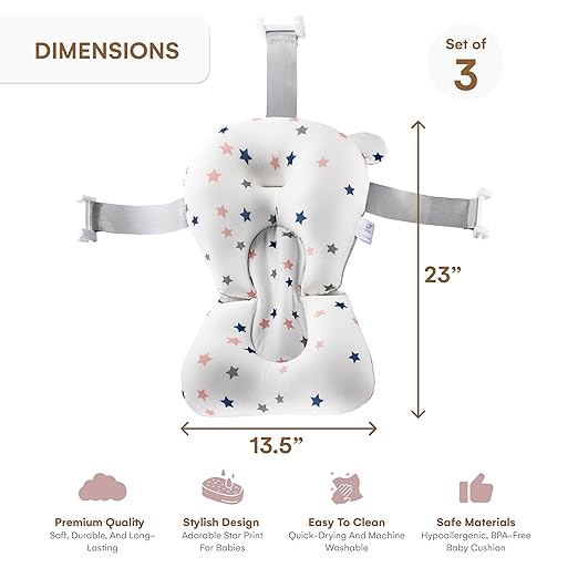 Baby Bath Tub Seat Cushion - Baby Sink Bath Cushion - Bathing Seat Support, Infant or Newborn Bath Pillow Support Mat - Comfort Bathtub Safety Seat Pad - Floating Tub Pillow for Babies or Infants