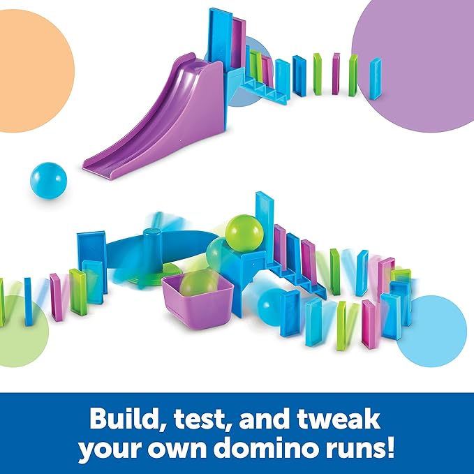 Learning Resources STEM Explorers Domino Action - 59 Pieces, Age 5+ STEM Toys for Kids, Domino for Kids