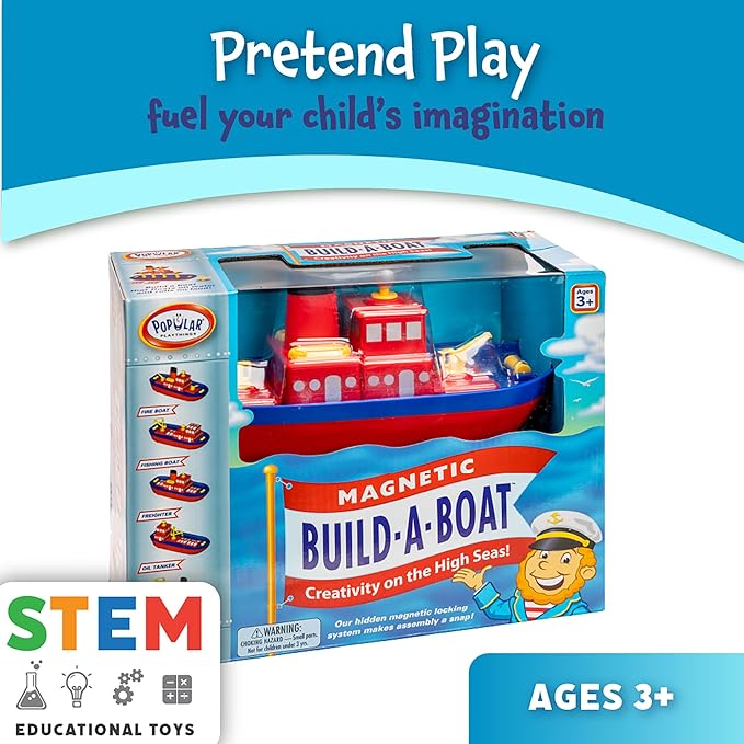 Magnetic Build-a-Boat Bath Toy Set for Kids – 10-Piece Magnetic Ship Building Playset for Tub & Water Play, Creative STEM Pool Toys for Toddlers Ages 3+