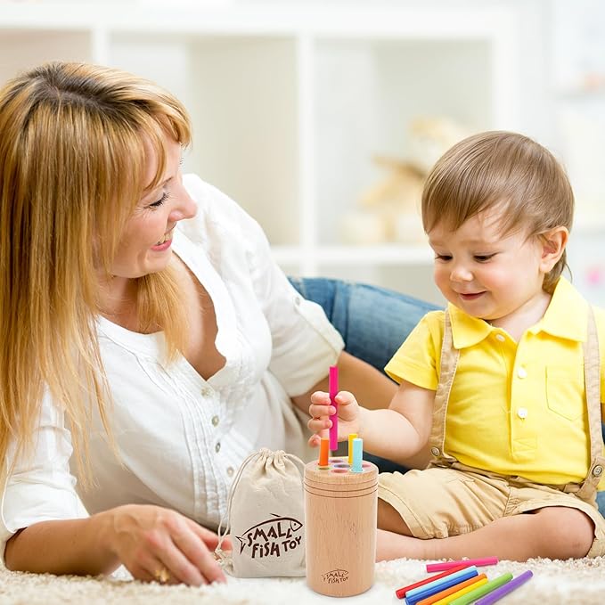 Montessori Toys for 1-3 Year Old: Wooden Learning Color Sorting Toys for Toddlers Age 1 2 3, Fine Motor Developmental Infants Sensory Matching Games, Busy Board 18 month old Baby Boys Girls Gifts