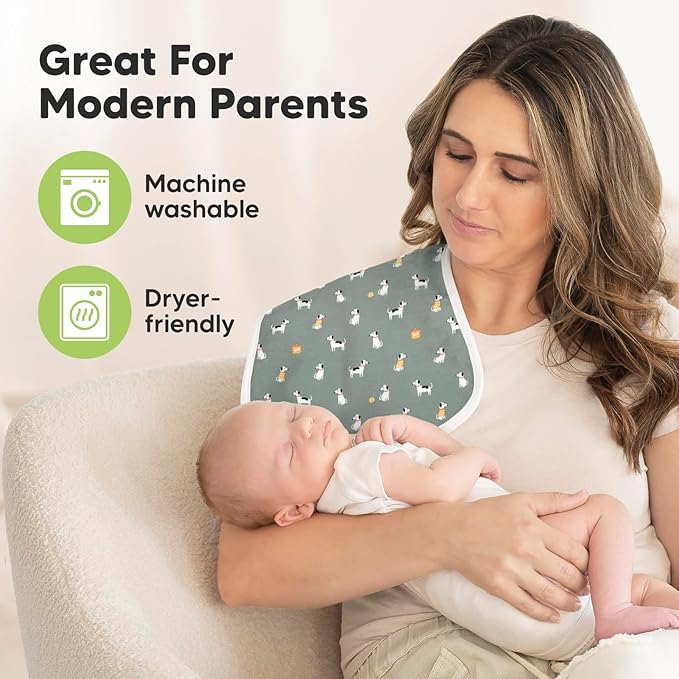 Organic Burp Cloths Baby Boy & Girl - 5-Pack Super Absorbent Cotton Burping Cloths for Babies, Soft & Plush Newborn Spit Up Rags, Infant Towels for Milk Spit Up, Unisex, Large 21" x 10" (Pets & Paws)