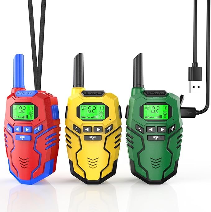 Walkie Talkies Toys for Kids Rechargeable, Long Range 2 Way Radio, Outdoor Camping Games Party Toys for 3 4 5 8-12 Year Old Boys Birthday Xmas Gift for Kids, 3 Pack