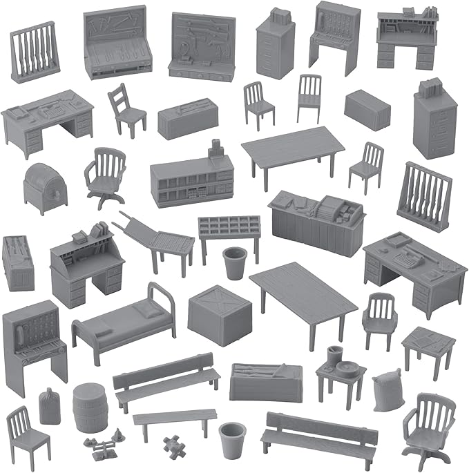 BMC Classic Marx Military Base Camp - 44pc Plastic Army Men Playset Accessories