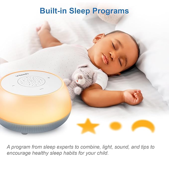 VTech BC8213 V-Hush Junior Sleep Training Soother with 40 Stories/Songs/Sounds & Record Your own Voice. Portable Bluetooth HD Speaker, 250+ Multi-Color Night Light, Ceiling Projector