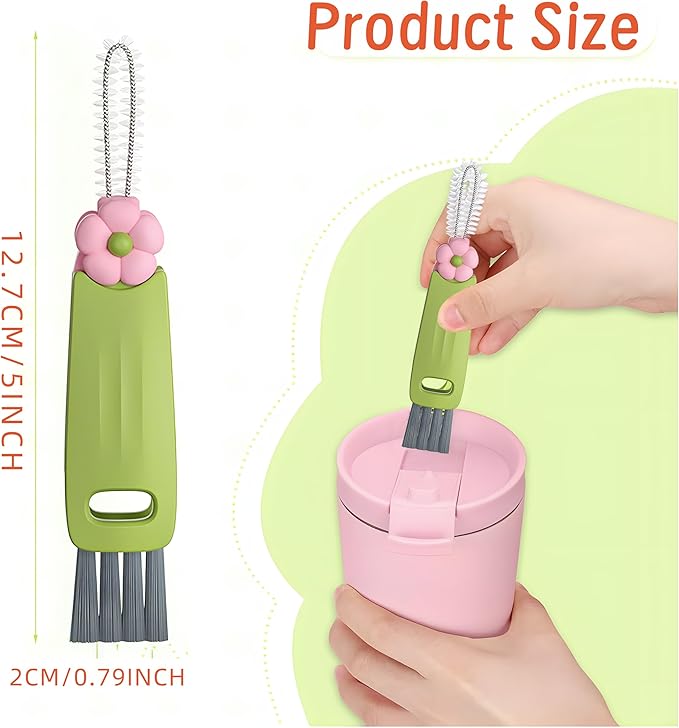 3 in 1 Cup Lid Cleaning Brush, Multifunctional Insulation Bottle Cleaning Tool, Home Kitchen Cleaning Tool for Bottle Gap Tight Spaces Cup