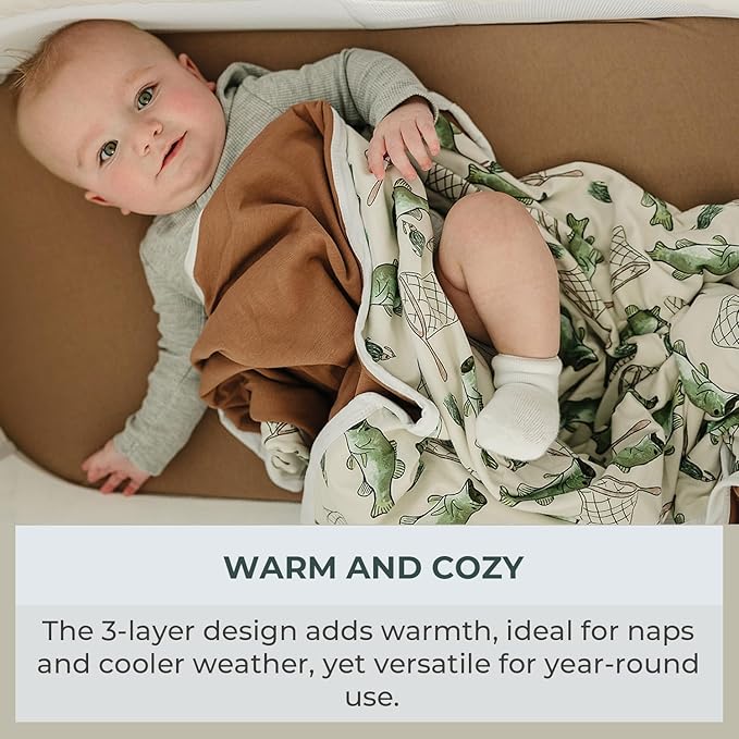 Pobibaby Premium Baby Blanket, Soft Stretchy Quilt for Babies, Toddlers, Kids (Gone Fishing)