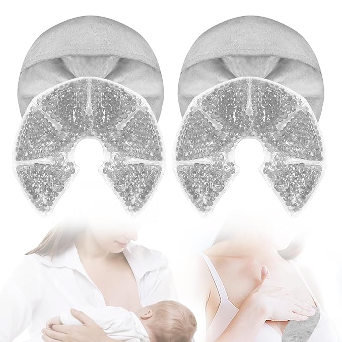 Breast Ice Packs, Breast Therapy Pack for Engorgement Hot and Cold Breastfeeding Gel Pads for New Mom Essentials Reusable Gift for Relieve Clogged Ducts, Nipple Pain, Improve Milk Flow