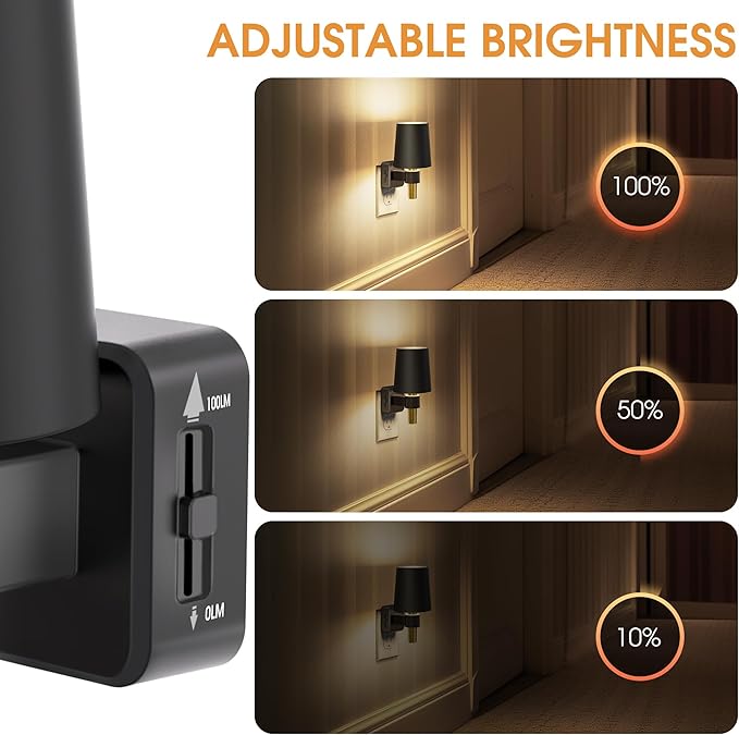 Night Light, Dimmable Night Lights Plug into Wall, Dusk to Dawn Sensor, Soft White 3000K, 0-100LM, Plug in NightLight, Vintage Night Light Compact for Hallway Bedroom Stairway