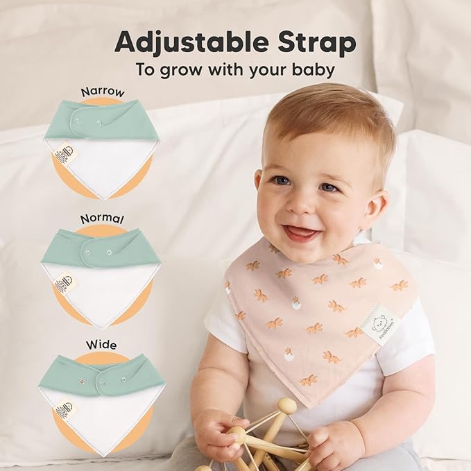 8-Pack Organic Baby Bandana Bibs for Boys, Girls - Super Absorbent Triangle Baby Bibs for Drooling and Teething Infant, 100% Cotton Extra Soft for Newborn, Infant 0-36 Months (Roarsome)
