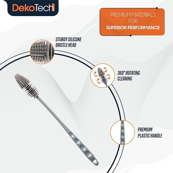 11-Inch Silicone Bottle Brush – Long-Handle Soft Bristle Cleaner for Effortless Deep Cleaning of Bottles, Glassware, Thermoses & Kitchen Containers