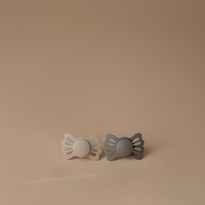 FRIGG Lucky Symmetrical SilkySoft Silicone Baby Pacifier | Made in Denmark | BPA-Free (Great Gray/Silver Gray, 6-18 Months)